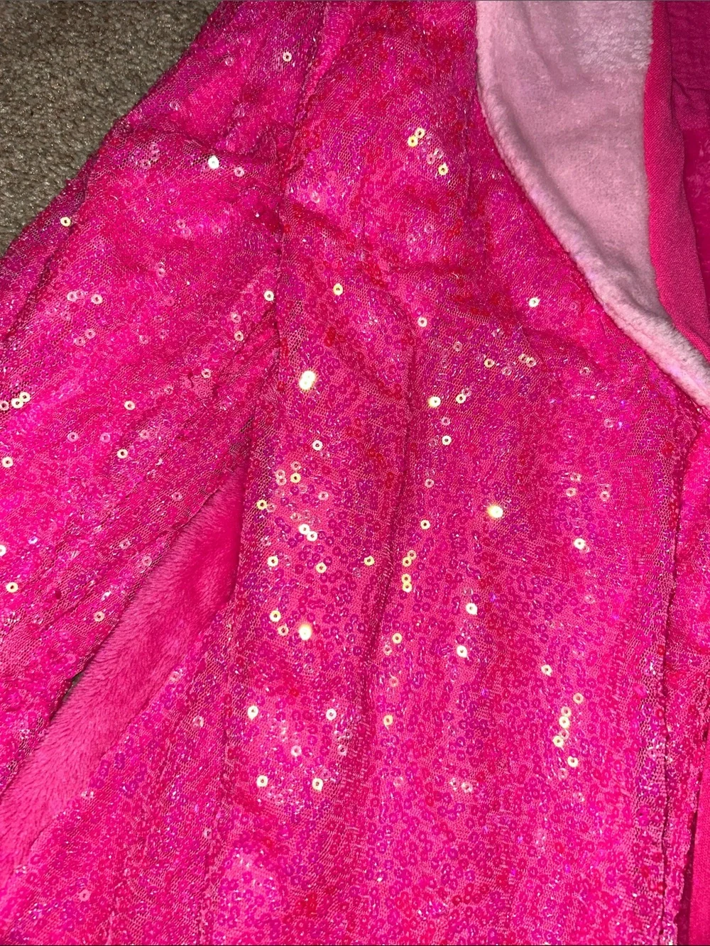 JoJo Siwa Bright Hot Pink Sequin Sleeve Plush Pajama Robe